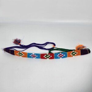 Colorful Round Hand Woven Tribal for Friendship Bow and Arrow Tie Belt Vintage
